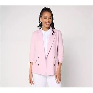 Studio Park x Amy Stran Ruched 3/4 Sleeve Blazer Pink, X-Large